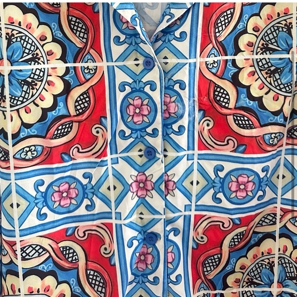 Fun Print Belted Button-Down Dress small - Picture 2 of 6